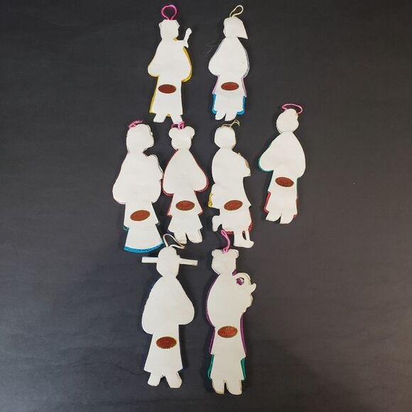 Adorable Vintage Set of 8 Chinese Silk and Paper Dolls 4" tall Asian Figures - Picture 3 of 11